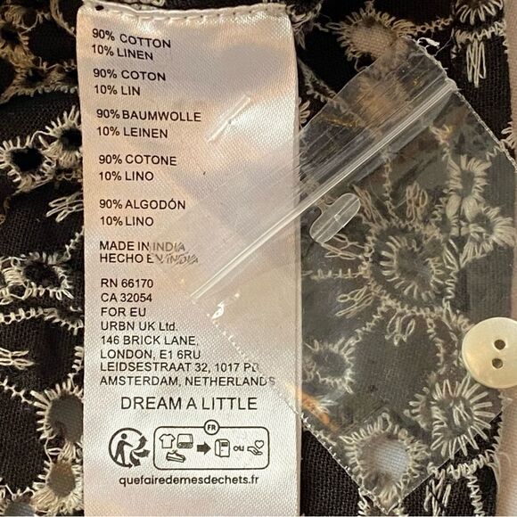 NWOT Free People Black/ White Dream A Little Dream Blouse Size Extra Small - Picture 12 of 15